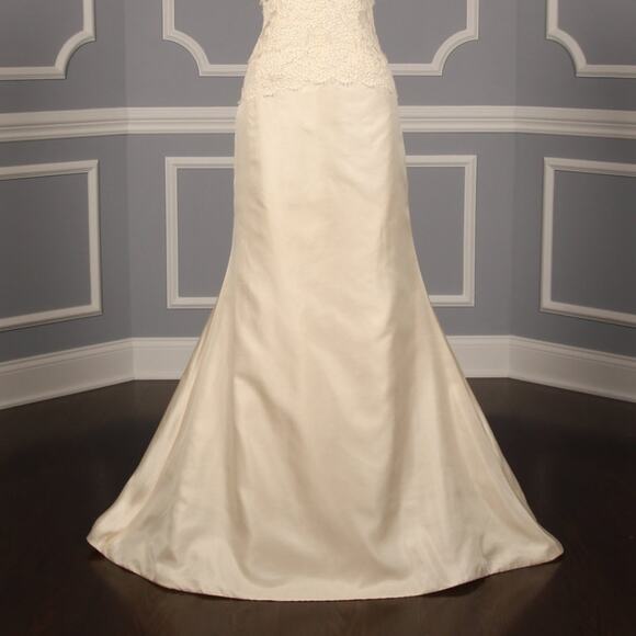 ANNE BARGE Bridal Wedding Dress Ivory Silk Lace Strapless Sheath Morelle Gown 10 - Picture 3 of 13